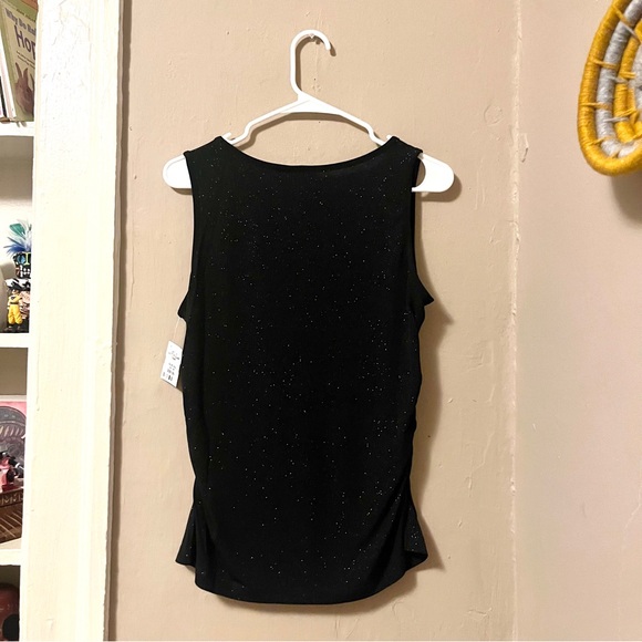 🍭 3/$30 black sleeveless glitter glam tank top with ruched sides - Picture 10 of 15